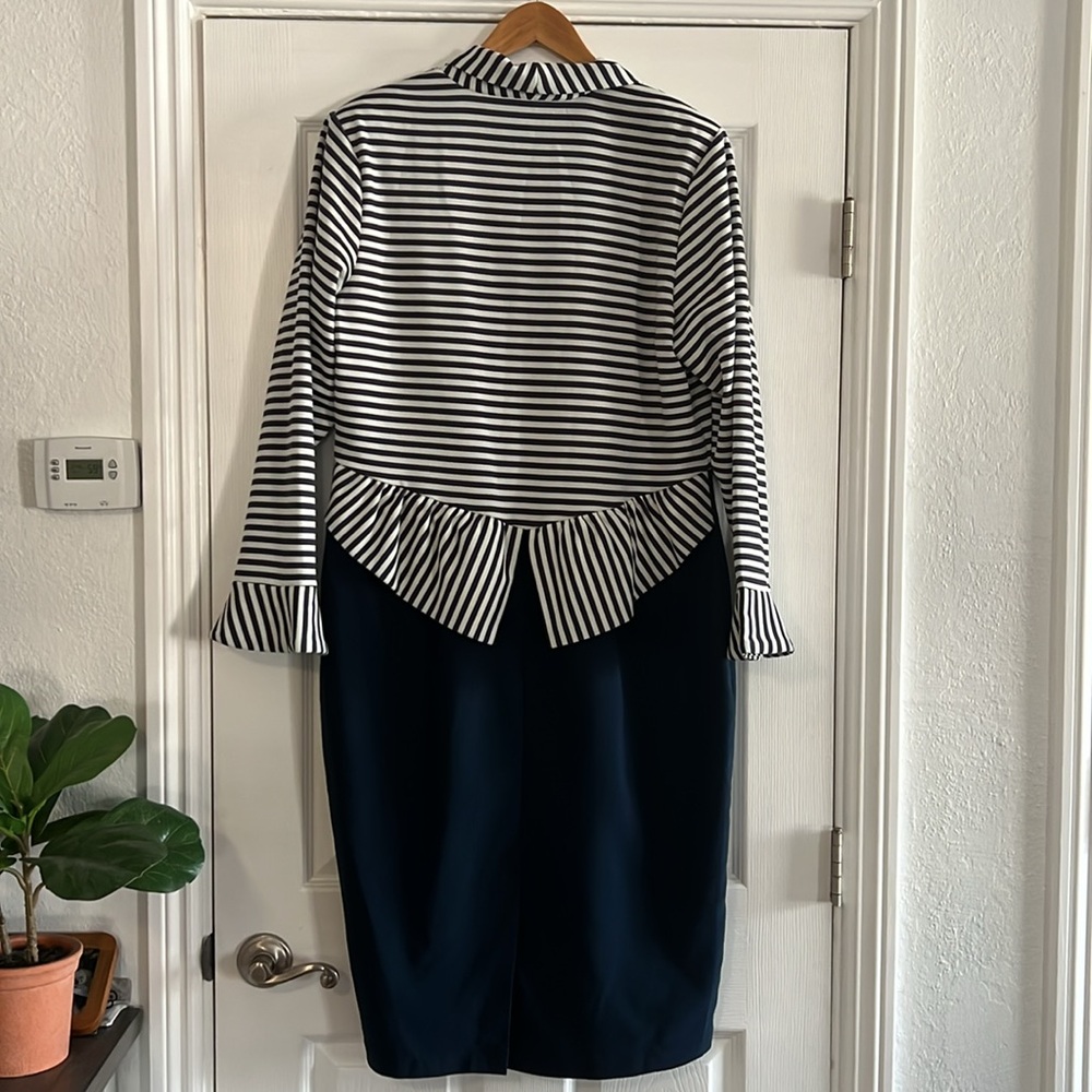 Bettie Page Blue and white Striped dress 4XL - Picture 2 of 9